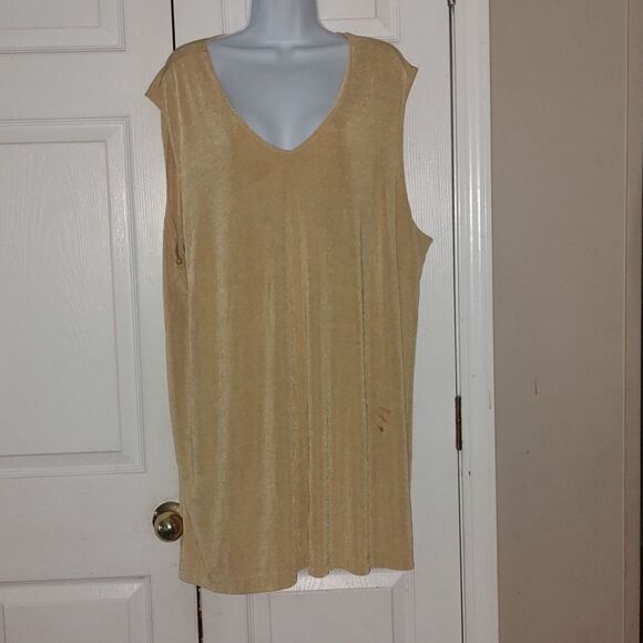 Byland Woman Collection gold sleeveless tunic SZ 28W - Picture 1 of 6